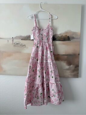 Woman’s Smocked Pink Floral Dress